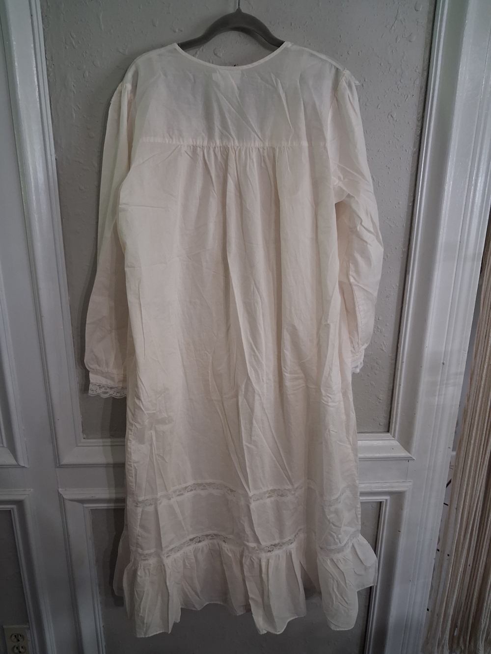 Vintage 100% cotton cottage Prairie peignoir set nightgown robe lace embroidery - Picture 5 of 10